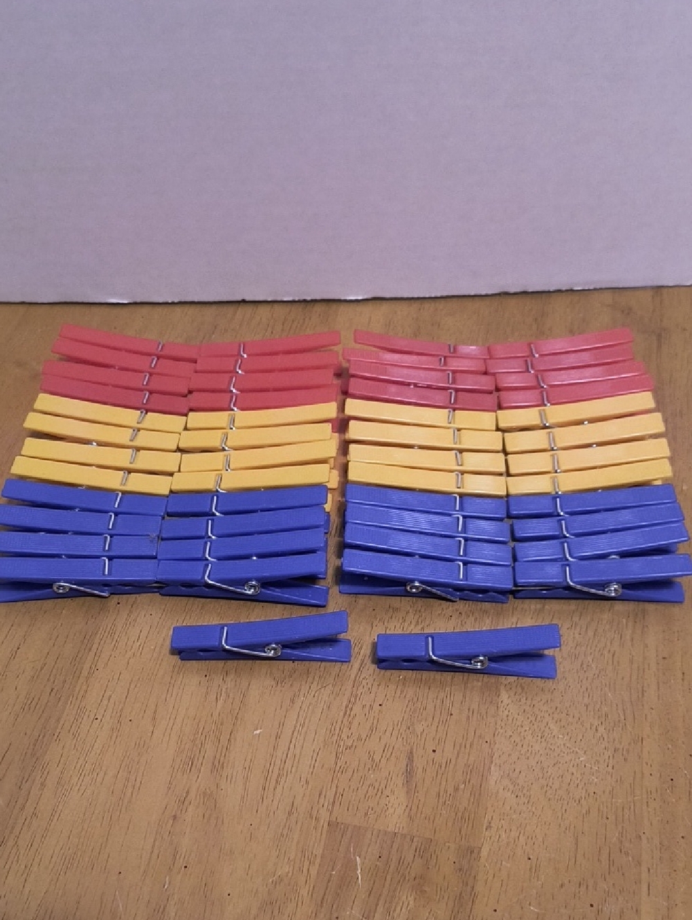 Colorful Plastic Clothespins - Red, Yellow & Blue - Set B3